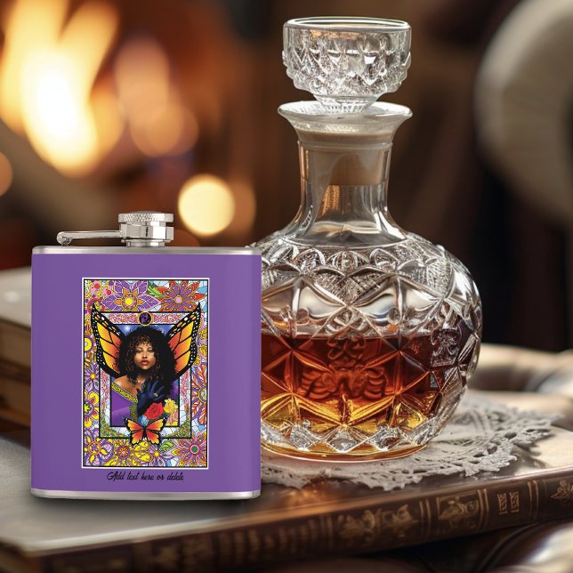 Butterfly Queen Fairy  Stained Glass Purple Flask (Creator Uploaded)