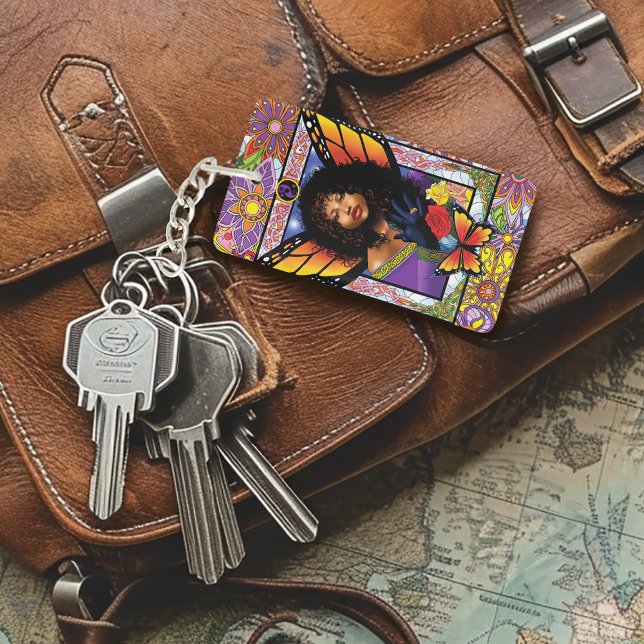 Butterfly Queen Fairy  Stained Glass Purple Keychain (Creator Uploaded)