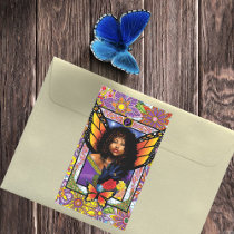 Butterfly Queen Fairy  Stained Glass Purple