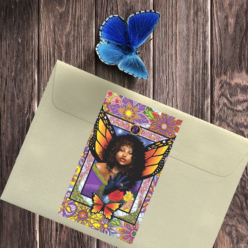 Butterfly Queen Fairy  Stained Glass Purple