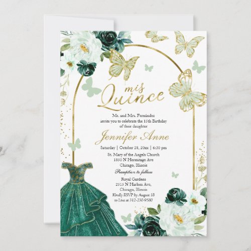 Butterfly Quince Bilingual Invitations