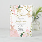 Butterfly Quince Invitations Blush Floral Dress (Standing Front)