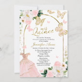 Butterfly Quince Invitations Blush Floral Dress (Front)