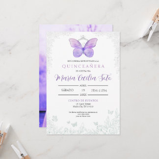 Butterfly Quinceañera Invitation (Spanish)