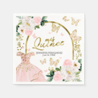 Butterfly Quinceanera Napkins Floral Dress