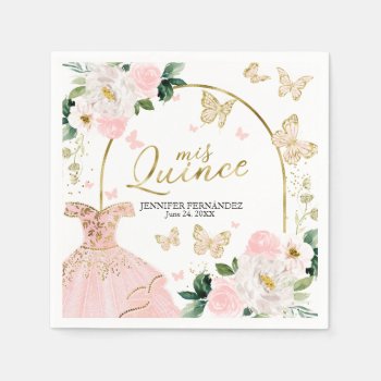 Butterfly Quinceanera Napkins Floral Dress by StampsbyMargherita at Zazzle