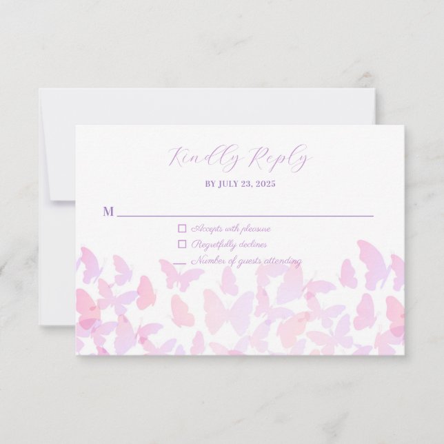 Butterfly Quinceañera RSVP Response Card (Front)