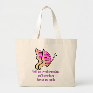 Butterfly Quote Large Tote Bag