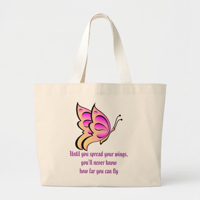 Butterfly Quote Large Tote Bag (Front)