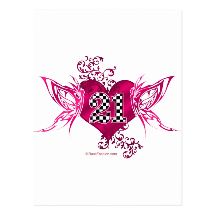 butterfly racing number 21 post cards
