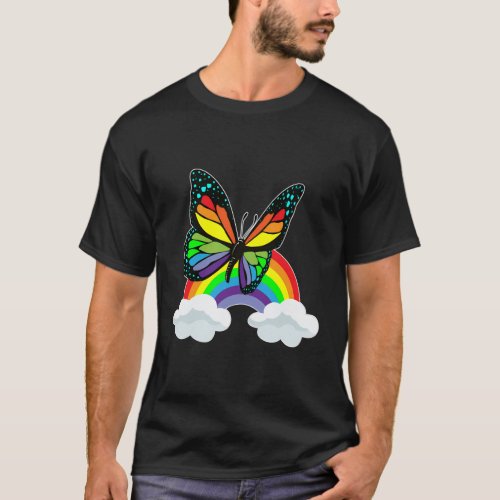 Butterfly Rainbow Clouds T_Shirt