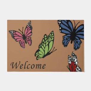 Butterfly Rainbow Doormat,Housewarming Gift,Spring Doormat