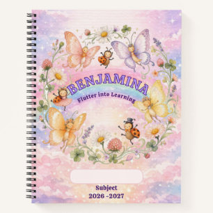 Butterfly Rainbow Enchanted School Girl Floral Notebook