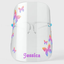 Butterfly Rainbow Glitter Cute Girly Personalized Face Shield