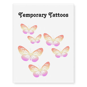 butterfly rainbow - Mythical Creature Pink Yellow Temporary Tattoos