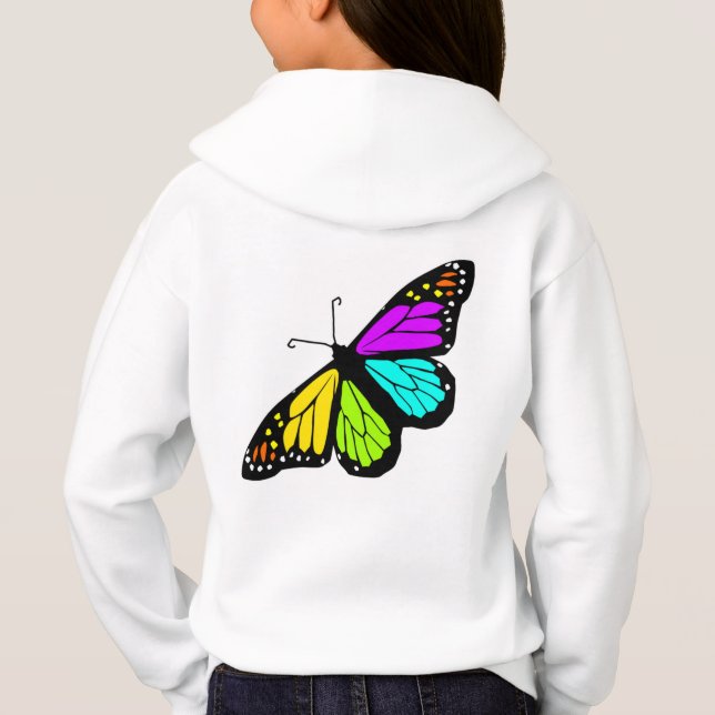 butterfly rainbow sky flowers girly friend family hoodie (Back)