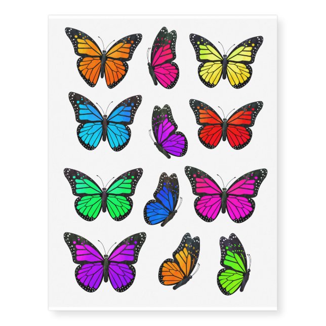 Butterfly Rainbow Temporary Tattoos (Front)