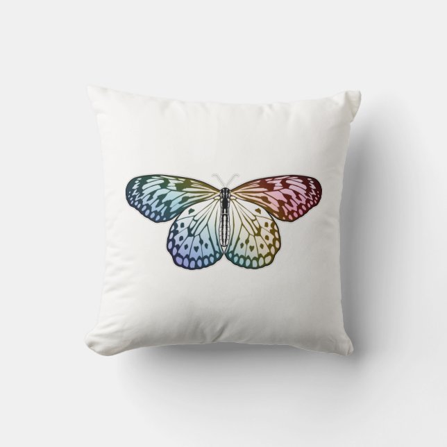 Butterfly Rainbow Throw Pillow (Front)