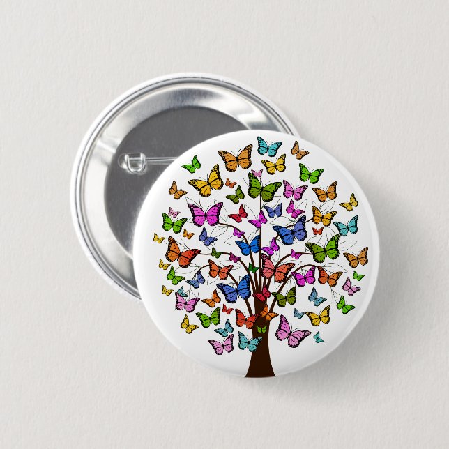 Butterfly Rainbow Tree Button (Front & Back)