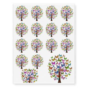 Butterfly Rainbow Tree Temporary Tattoos