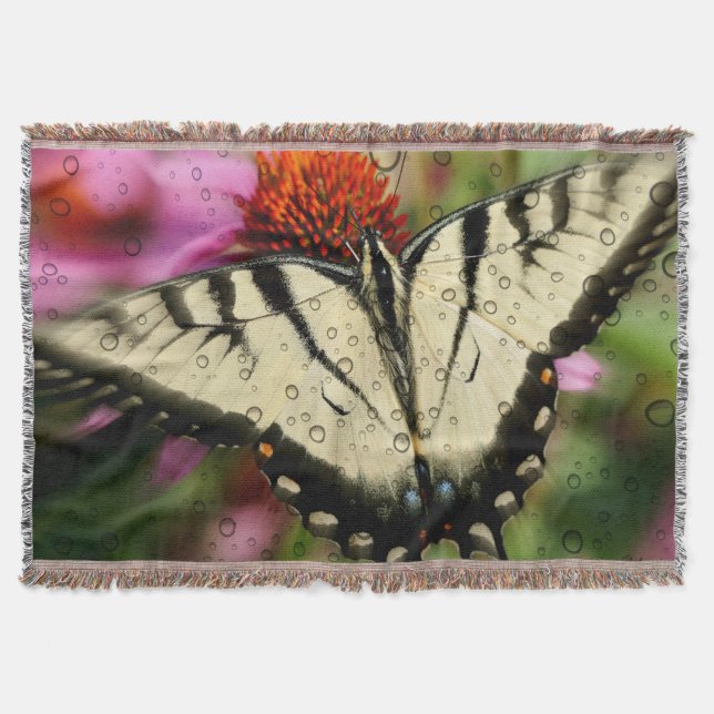 Butterfly & Raindrops Throw Blanket (Front)