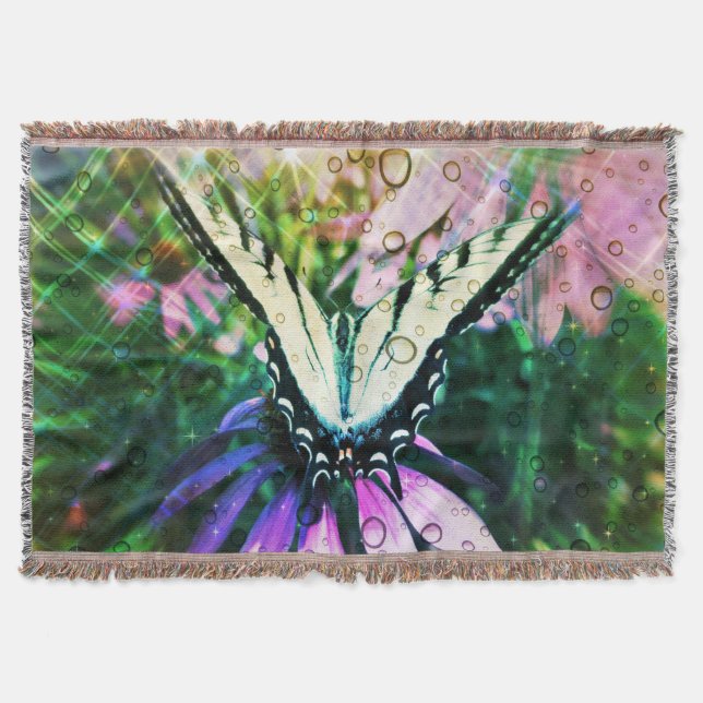 Butterfly & Raindrops Throw Blanket (Front)