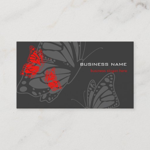 Customizable Butterfly Red & Dark Elegant Modern Business Cards