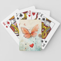 Butterfly & Red Heart Playing Cards