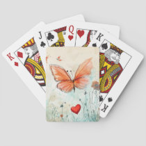 Butterfly &amp; Red Heart Poker Cards