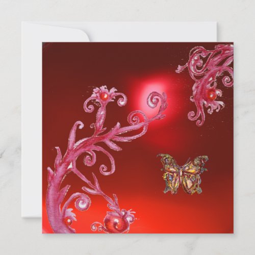 BUTTERFLY  RED RUBY bright pink Invitation