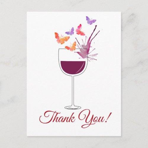 butterfly red wine thank you card