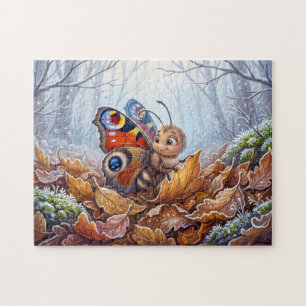 Butterfly Resting in Autumn Leaves at First Cold N Jigsaw Puzzle