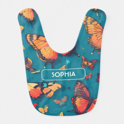 Butterfly Retro Colorful Personalized Pattern Baby Bib