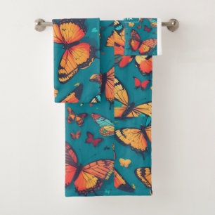 Butterfly Retro Colorful Personalized Pattern Bath Towel Set