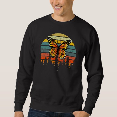 Butterfly   Retro Sunset Insect Monarch Entomology Sweatshirt