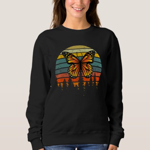 Butterfly   Retro Sunset Insect Monarch Entomology Sweatshirt