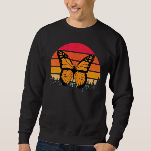 Butterfly   Retro Sunset Insect Monarch Entomology Sweatshirt