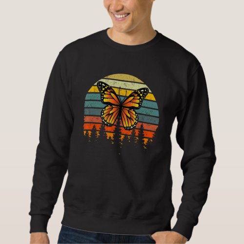 Butterfly   Retro Sunset Insect Monarch Entomology Sweatshirt