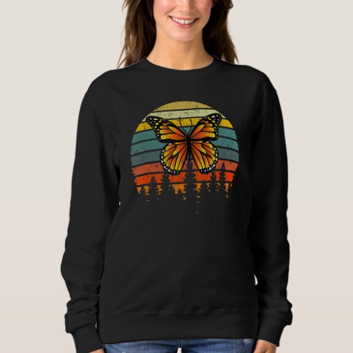 Butterfly   Retro Sunset Insect Monarch Entomology Sweatshirt