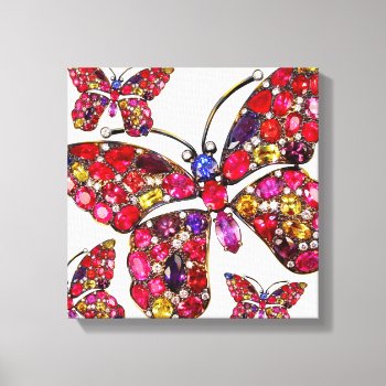 Butterfly Rhinestones Vintage Costume Jewelry Art Canvas Print by PrintTiques at Zazzle