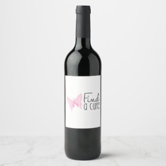 Butterfly Ribbion Breast Cancer Wine Label