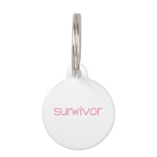 Butterfly Ribbon Breast Cancer Pet ID Tag