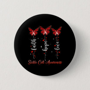 Butterfly Ribbon Faith Hope Love Sickle Cell Aware Button