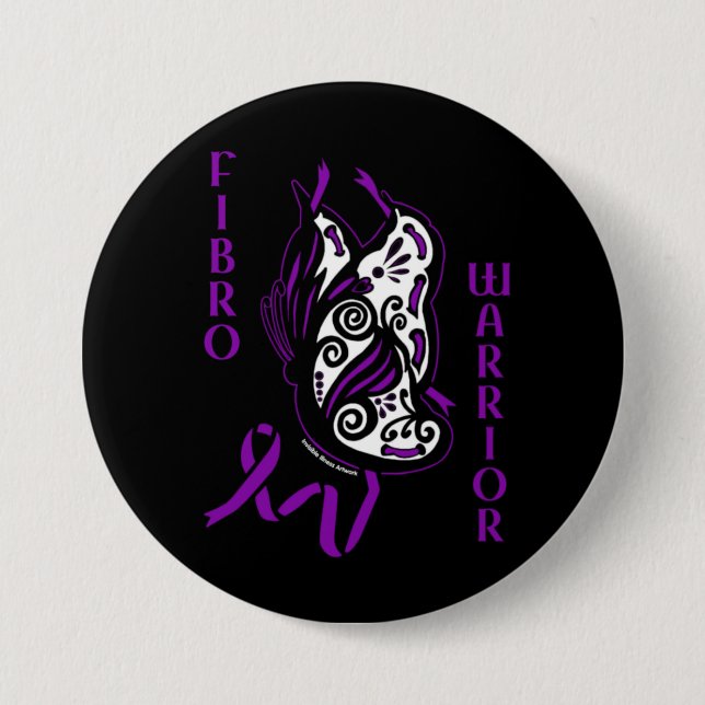 Butterfly/Ribbon...Fibro Button (Front)