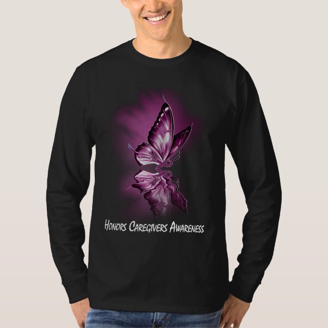 Butterfly Ribbon Honors Caregivers Awareness T-Shirt (Front)