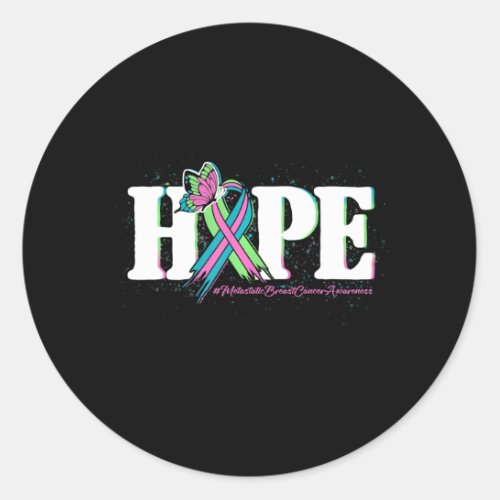 Butterfly Ribbon Hope Metastatic Breast Cancer Classic Round Sticker