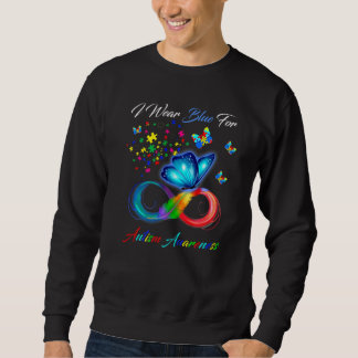 Butterfly Ribbon In April We Wear Blue Autism Awar Sweatshirt