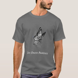 Butterfly Ribbon Skin Cancer Awareness T-Shirt