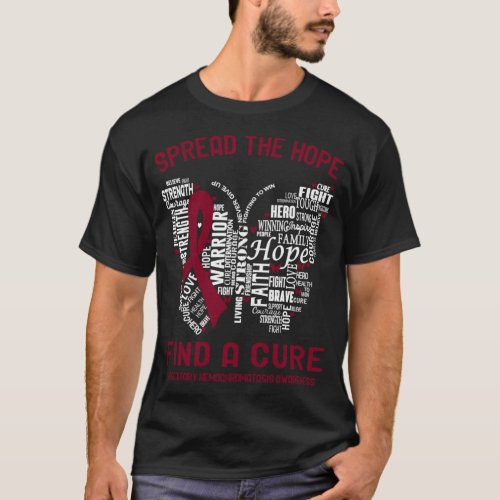 Butterfly Ribbon Spread The Hope Find A Cure Hered T_Shirt