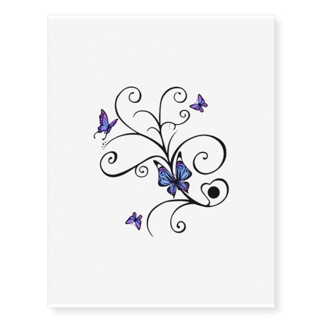butterfly ribbon temporary tattoo (Front)